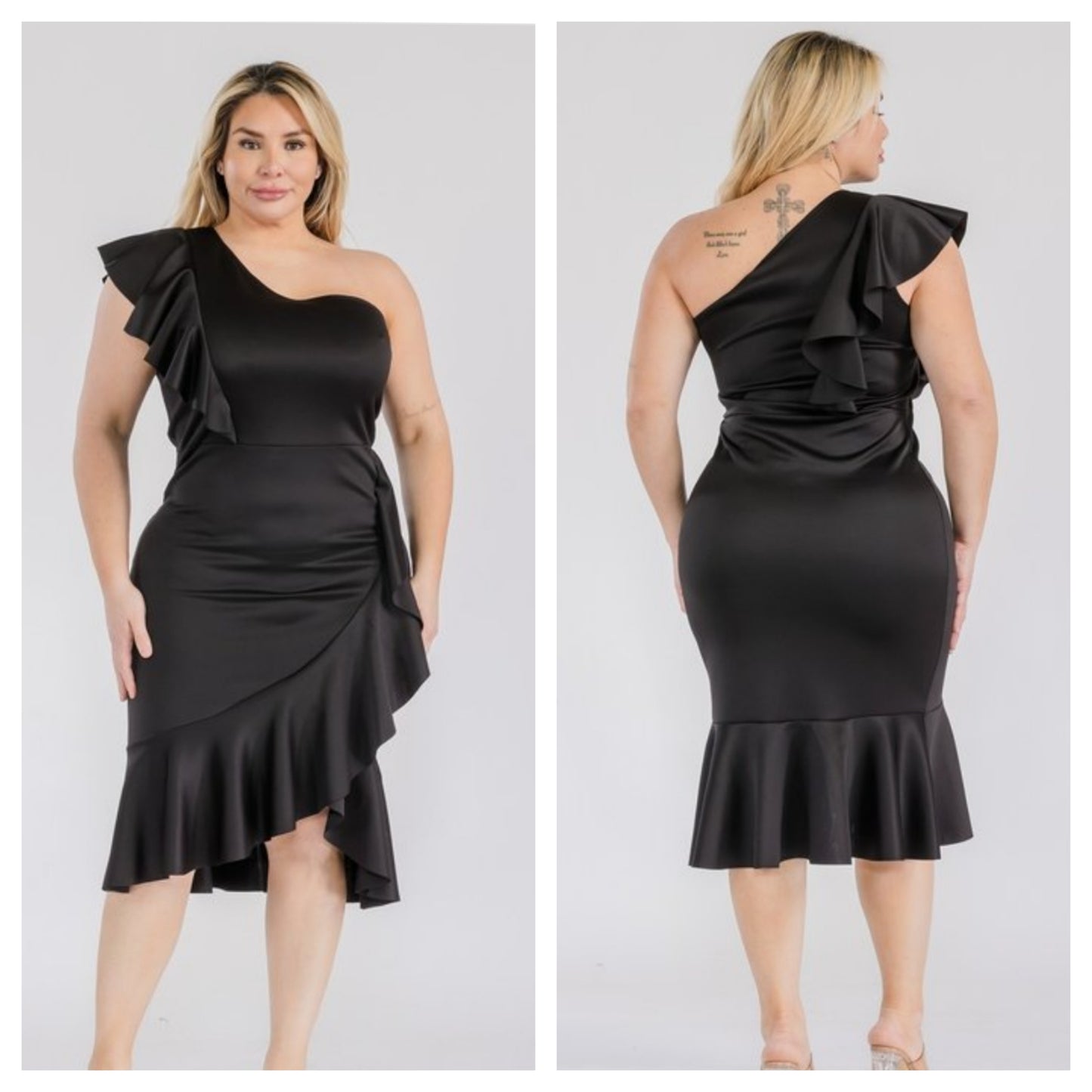 ONE SHOULDER RUFFLE BODYCON DRESS
