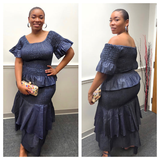 2-PIECE DENIM SLIRT SET (PLUS SIZE)