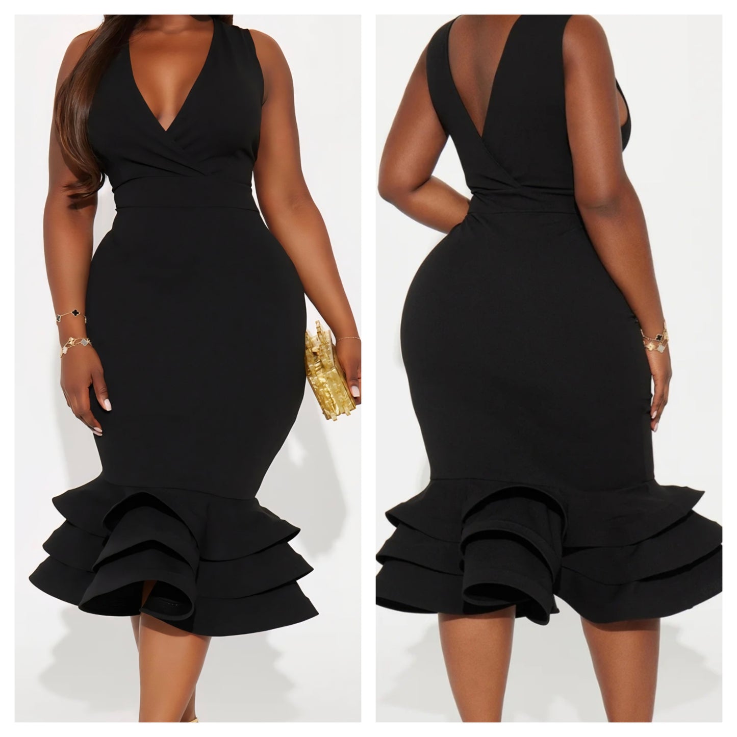 V-NECK BODYCON DRESS