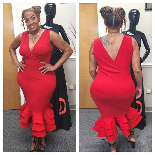 V-NECK BODYCON DRESS