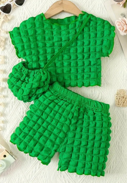 3-PIECE POPCORN SHORT SET