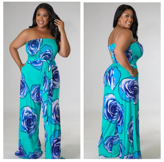 FLORAL STRAPLESS JUMPER