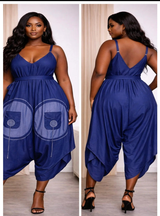 DENIM HAREM ROMPER