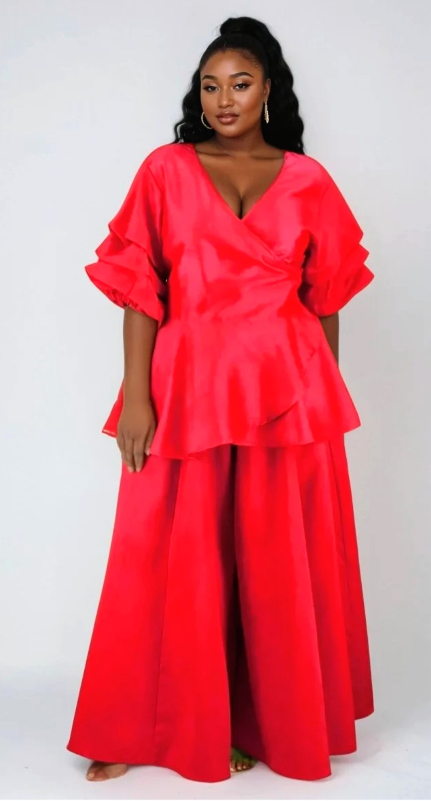 2-PIECE PALAZZO WIDE LET PANT SET (FITS SMALL - 3X) -1