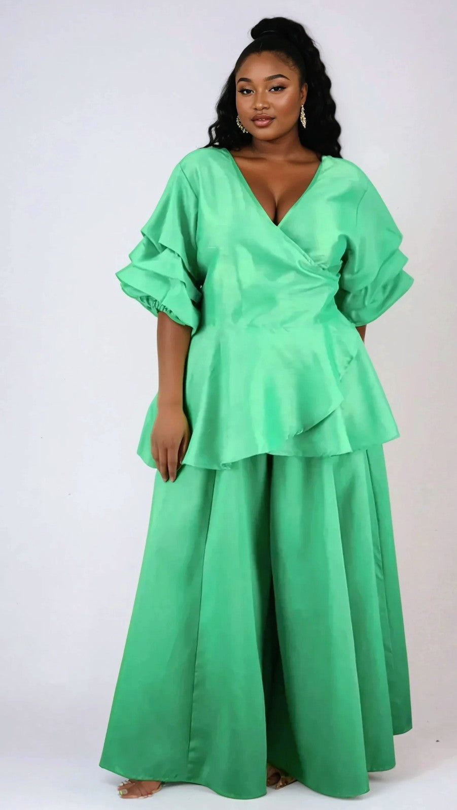 2-PIECE PALAZZO WIDE LET PANT SET (FITS SMALL - 3X) -1