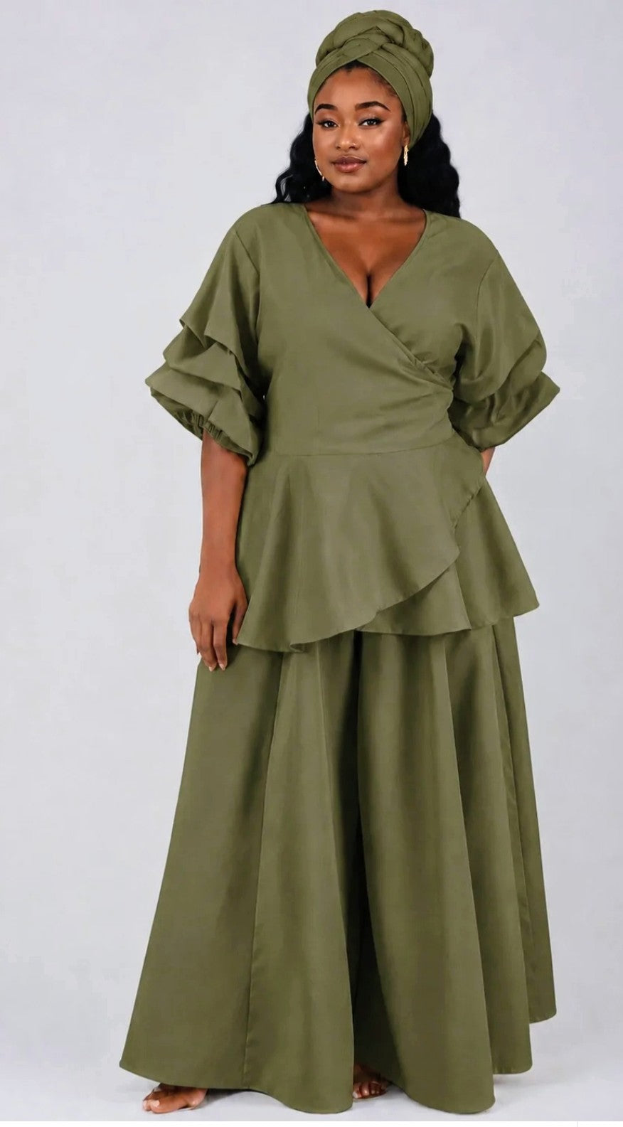 2-PIECE PALAZZO WIDE LET PANT SET (FITS SMALL - 3X) -1
