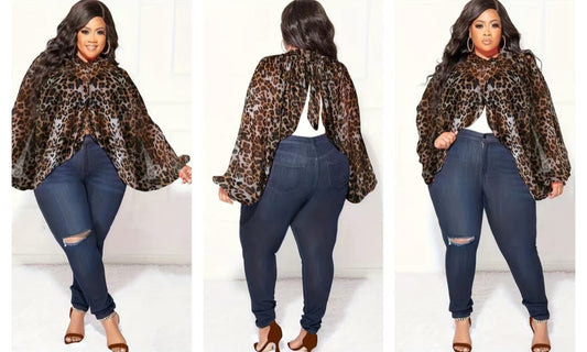 ELEGANT SEMI-SHEER ANIMAL PRINT TOP