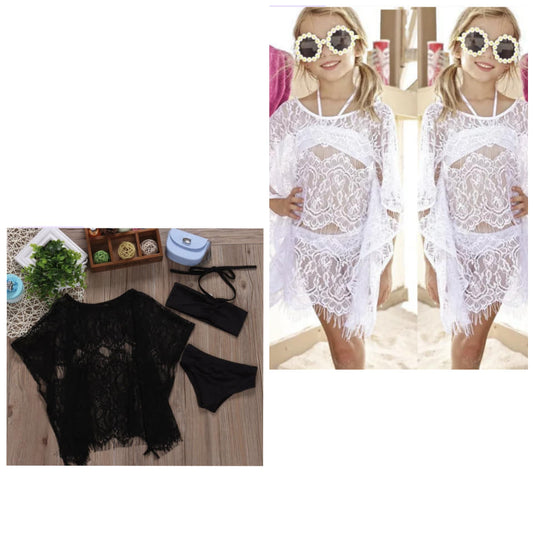 3-PIECE LACE BATHING SUIT WITH COVER