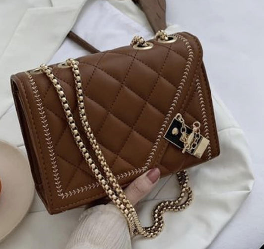 DOUBLE CHAIN LINK FASHION HANDBAG