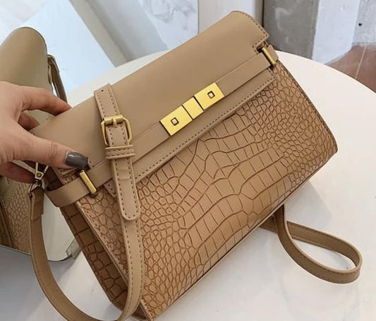 CROC PATTERN SHOULDER BAG