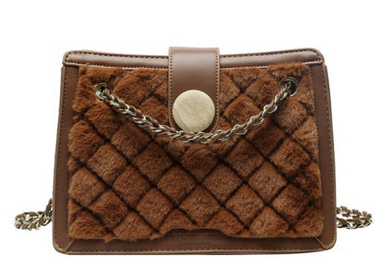 FRONT FAUX CHAIN SHOULDER BAG WITH SCARF