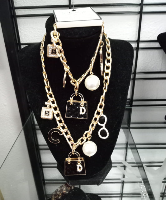 DESIGNER INSPIRED NECKLACE & BRACELET SET (DIOR)