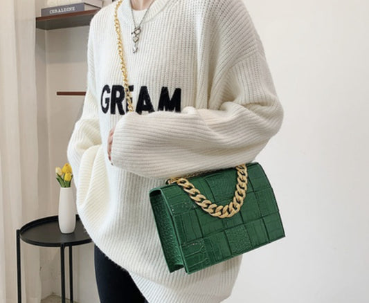 TRENDY WOVEN CHAIN MESSENGER BAG