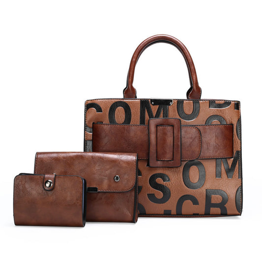 3-PIECE EUROPEAN LETTER MESSENGER BAG WITH FRONT BUCKLE