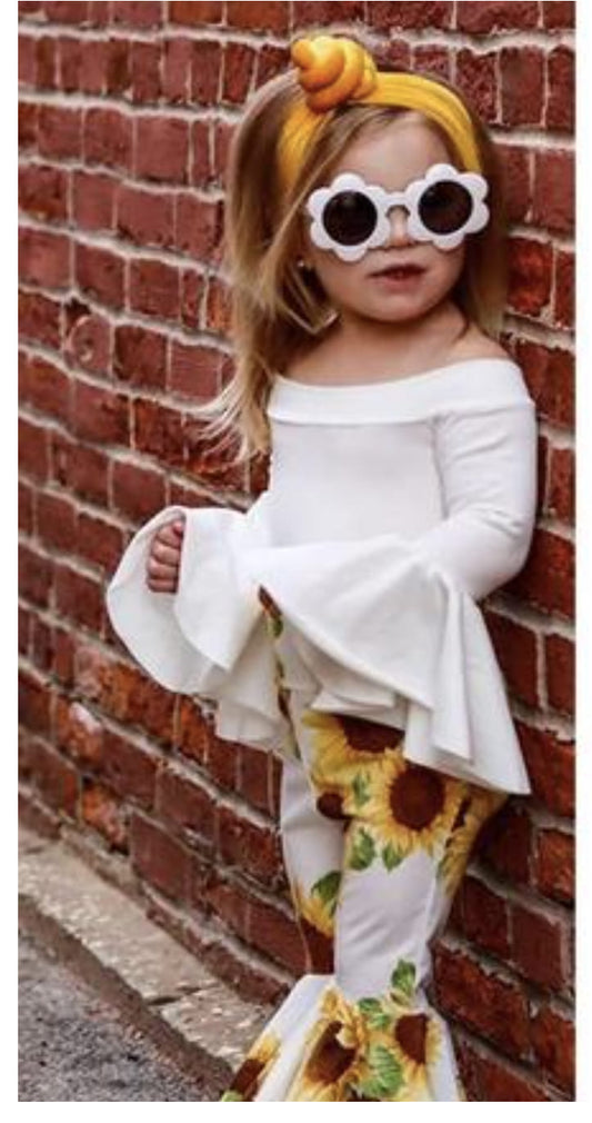 OFF SHOULDER SUN FLOWER PANT SET