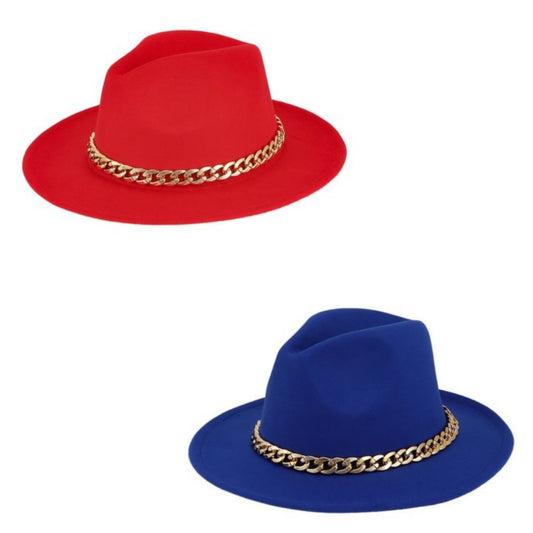 CHAIN ACCENT FEDORA HAT
