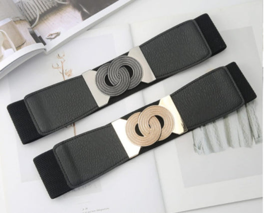 CHIC METAL BUCKLE STRETCH BELT