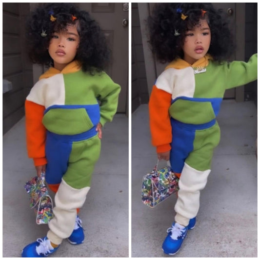 2-PIECE COLORBLOCK HOODIE SET