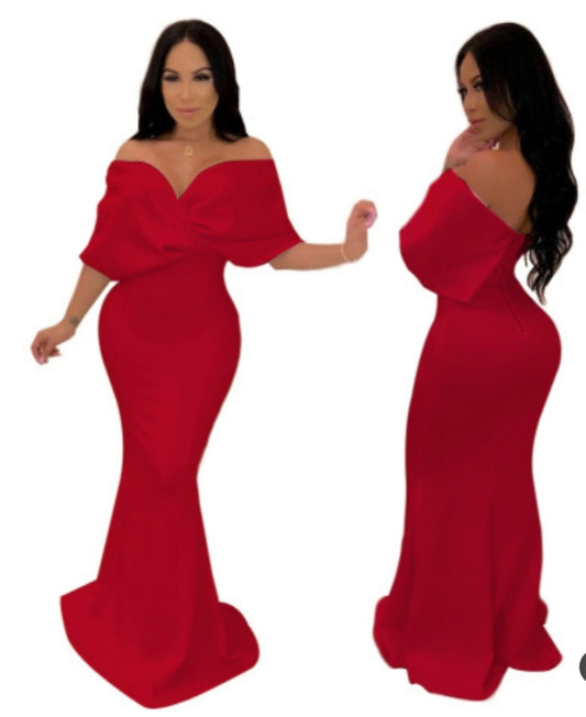 OFF SHOULDER MERMAID MAXI DRESS