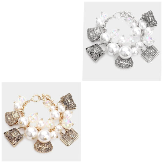 STILETTO PEARL CLUSTER CHARM BRACELET