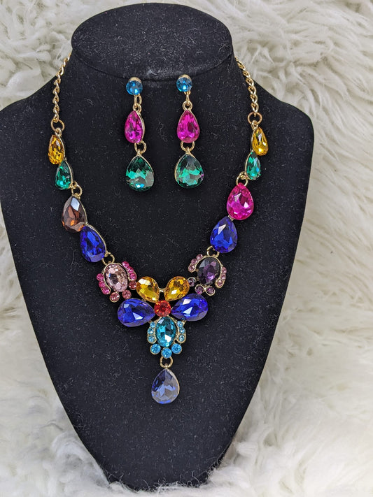 MULTI-COLOR DROP NECKLACE SETY