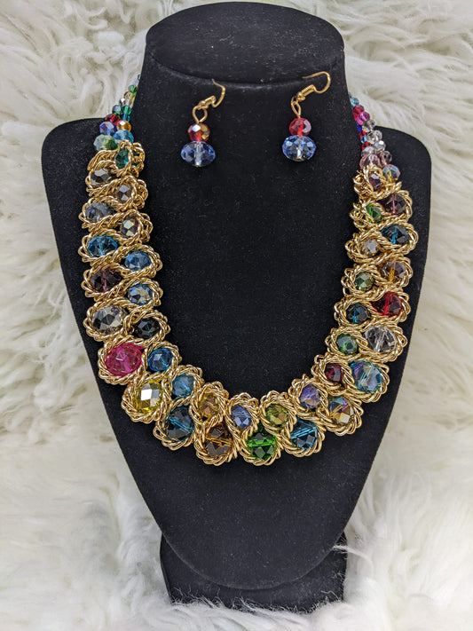 CIRCULAR WIRED MULTI-COLOR NECKLACE SET