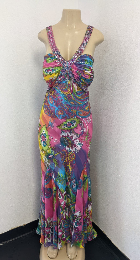 MULTI-COLOR RHNESTONE MAXI DRESS