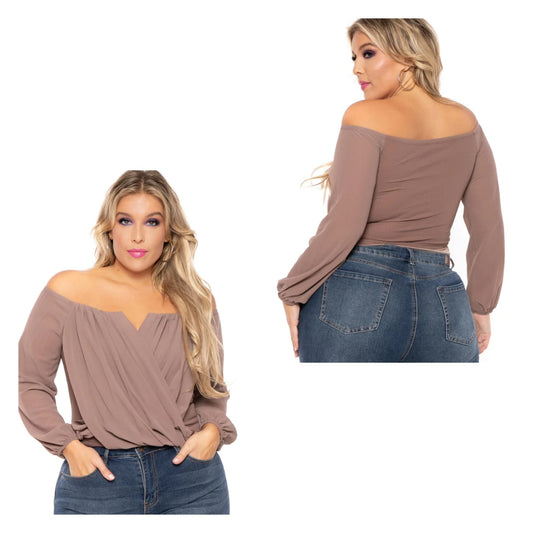 SEXY CROSS OVER V-CUT BLOUSE (PLUS SIZE)
