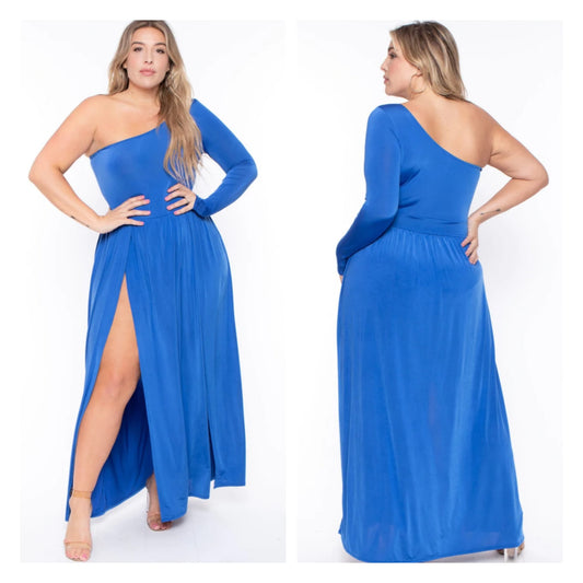 ONE SHOULDER DOUBLE SLIT MAXI
