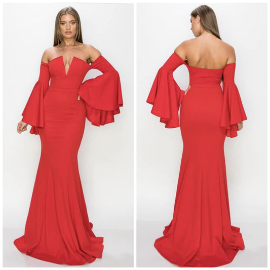 ELEGANT V CUT MAXI DRESS