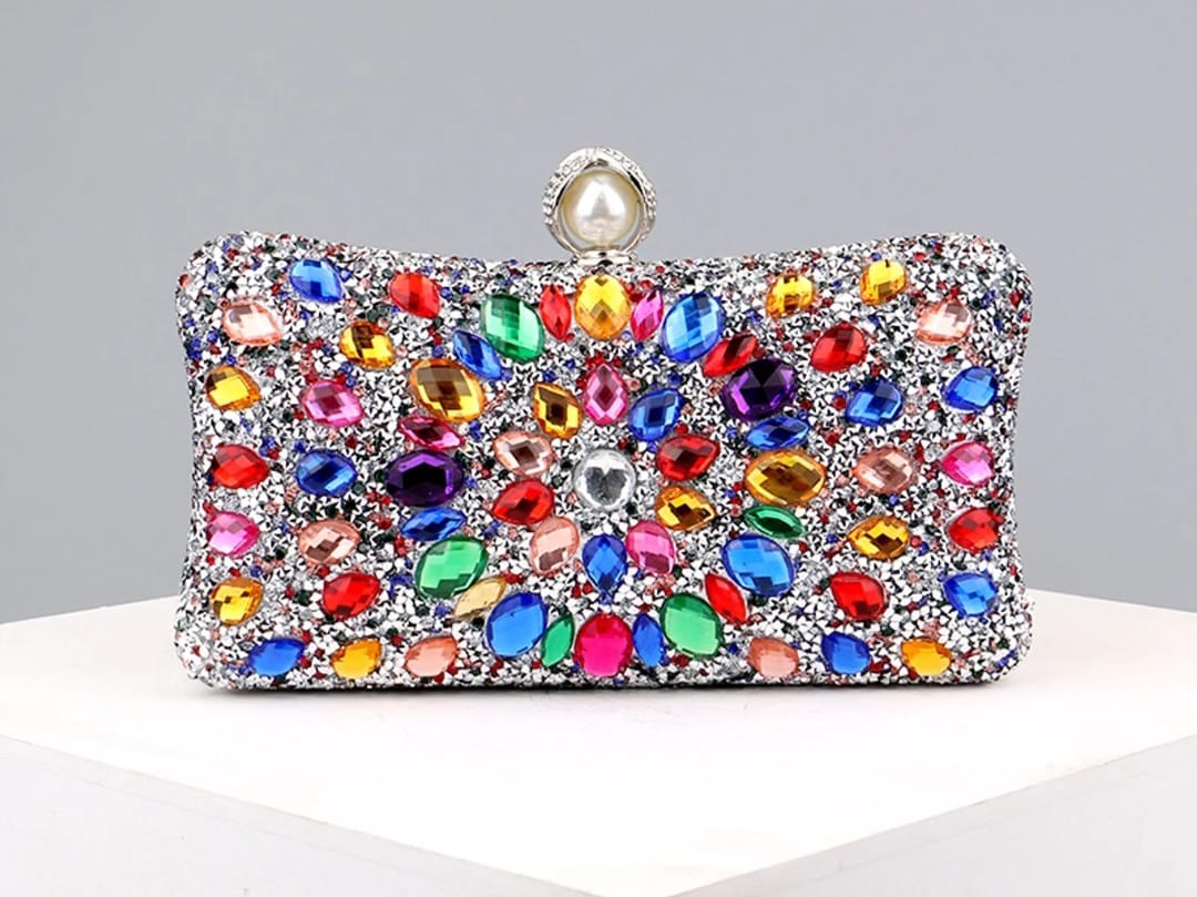 RHINESTONE PILLOW STATEMENT EVENING CLUTH