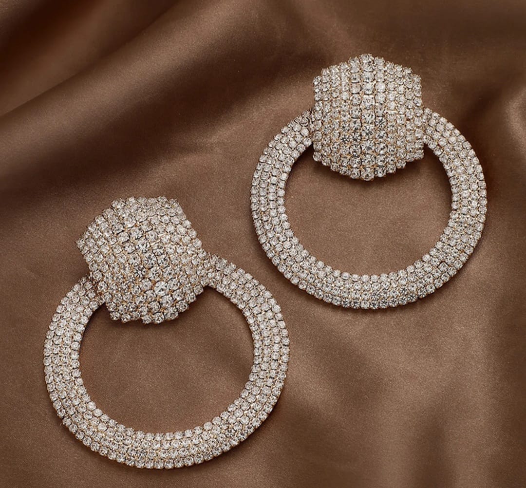 CIRCULAR RHINESTONE STATEMENT EARRINGS