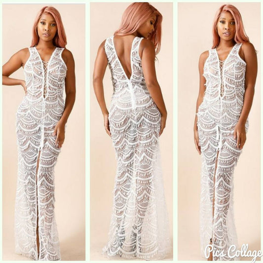 TASSEL LACE MAXI DRESS