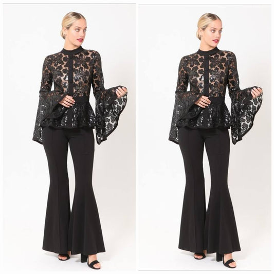 BELL SLEEVES SEQUIN JUMPSUIT