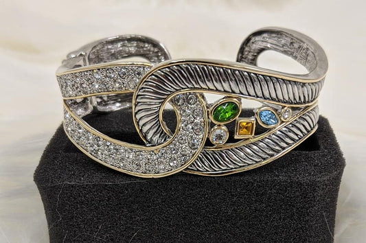 MULTI-COLOR RHINESTONE STATEMENT BANGLE