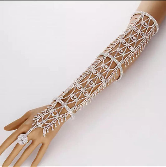 COPPER WRIST RHINESTONE CUFF BRACELET