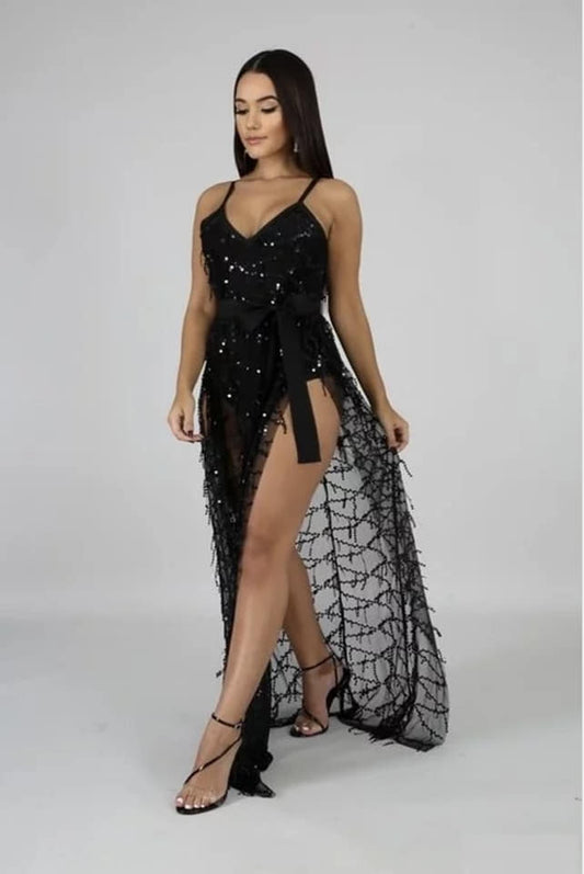 SHEER DOUBLE SLIT MAXI