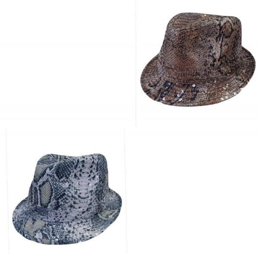 CROCODILE PRINT SEQUIN FEDORA HAT