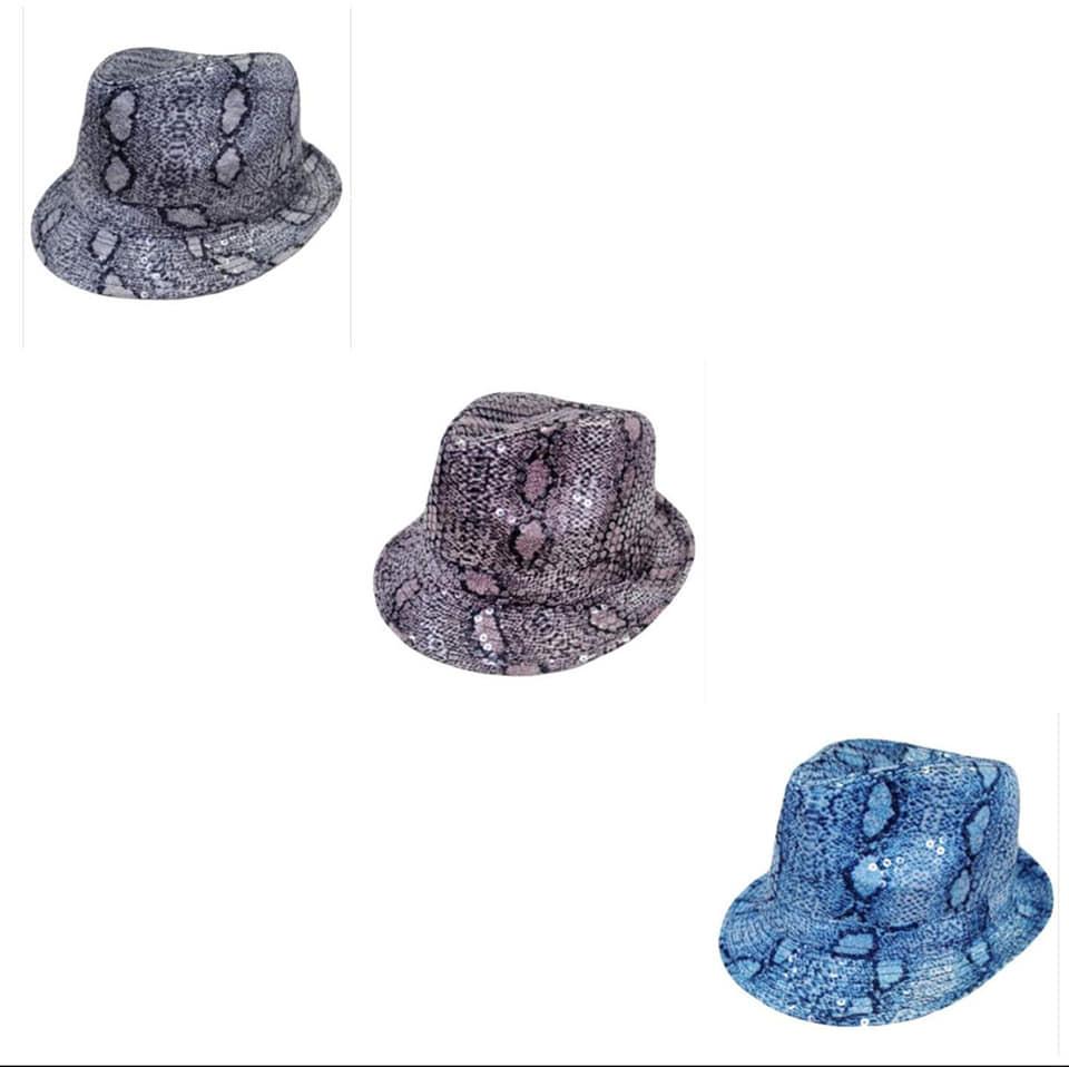 SNAKE SEQUIN FEDORA HAT