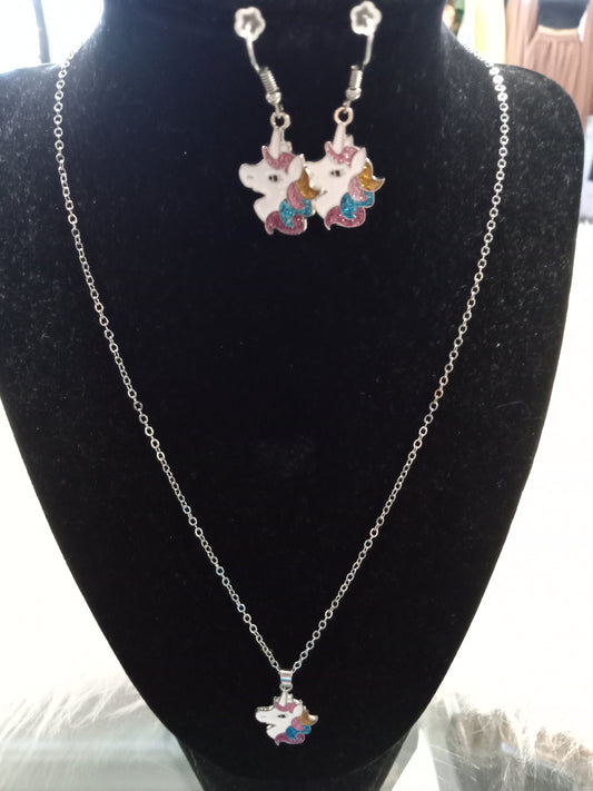 UNICORN NECKLACE & EARRING SET
