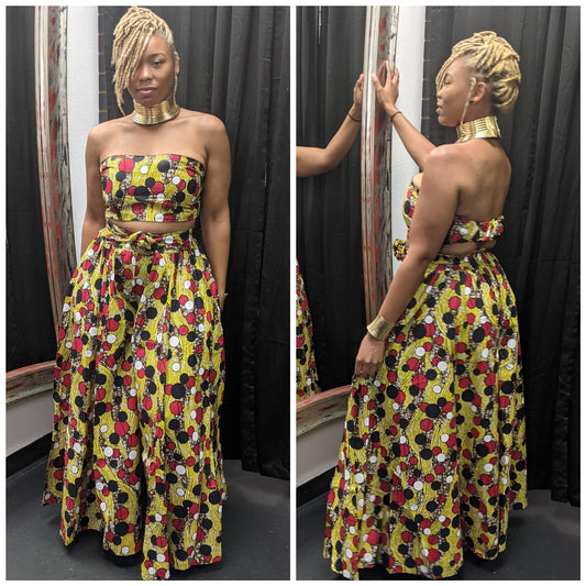 AFRICAN PRINT POLKA DOT PALAZZO PANTS