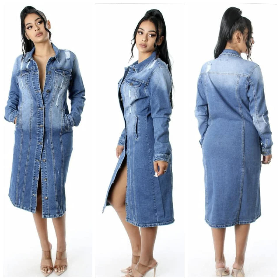 LONG SLEEVES DESTROYED DENIM JACKET