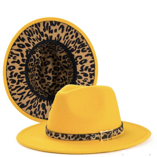 INSIDE CHEETAH WIDE BRIM FEDORA HAT