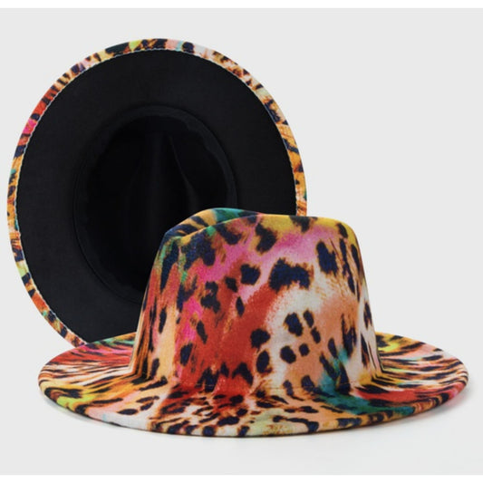 MULTI-COLOR LEOPARD PRINT FEDORA