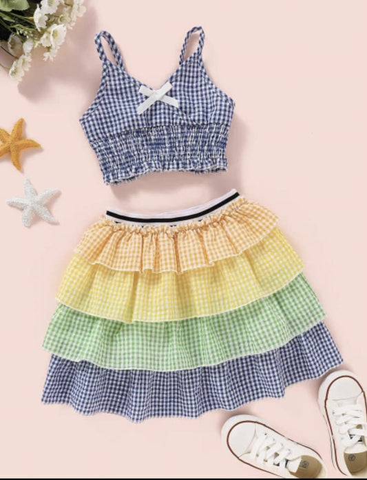 PLAID 2-PIECE SKIRT SET
